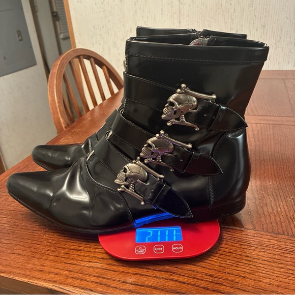 Demonia Brogue 06 Ankle Boot Men’s 12 Unisex Black Nappa Faux Leather Skulls - Picture 15 of 15